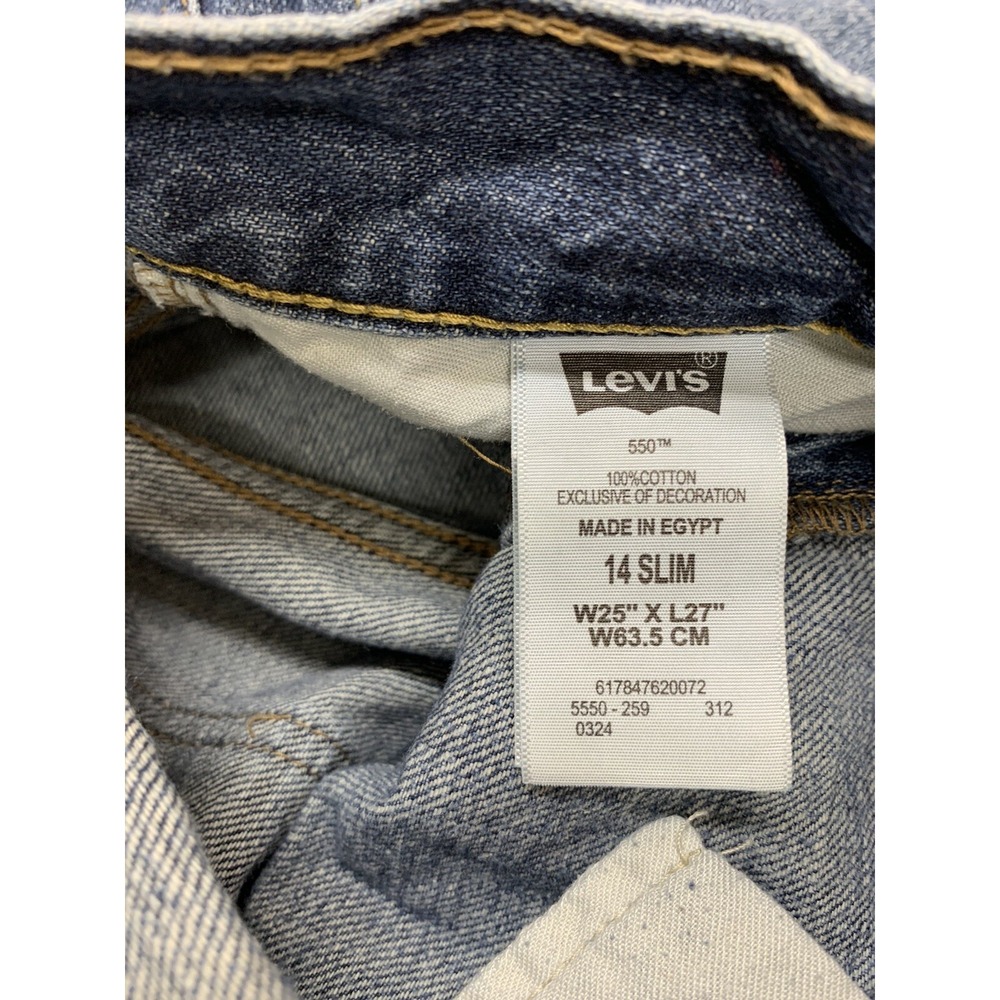Levis 550 Jeans Boys 14 Slim Relaxed Straight Leg Medium‎ Blue Denim Logo 26x27 - Picture 5 of 8